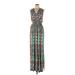 Le Lis Casual Dress - Maxi: Teal Aztec or Tribal Print Dresses - Women's Size 12