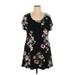 B Famous #USA Casual Dress Scoop Neck Short sleeves: Black Floral Motif Dresses - Women's Size 1X