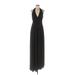 Eva Mendes by New York & Company Cocktail Dress - Formal V-Neck Sleeveless: Black Print Dresses - Women's Size 6