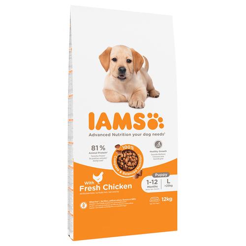 Sparpaket: 2x12kg IAMS Advanced Nutrition Puppy Large mit Huhn Hundefutter trocken