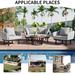 Modern 4-Piece Outdoor Iron Frame Patio Chat Set w/ Wood Coffee Table