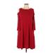 Nina Leonard Casual Dress: Red Solid Dresses - New - Women's Size Large