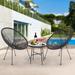 All-Weather Chair & Table Set, Oval Papasan Chairs and Glass Top Table