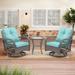 3 PCS Outdoor Swivel Rocker Patio Chairs, Rocking Patio Conversation Set with Thickened Cushions and Glass Coffee Table