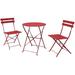 Steel Patio Bistro Set, Folding Outdoor Patio Furniture Sets, 3 Piece Patio Set of Foldable Patio Table and Chairs