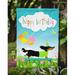 The Party Aisle™ Moy Happy Birthday Dachshund 2-Sided Polyester 15 x 11.5 in. Garden Flag in Green | 15 H x 11.5 W in | Wayfair