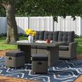 Andover Mills™ ASTI All-Weather Wicker 4 Pc Outdoor Seating Set w/ 1 Reclining Sofa 1 Cocktail Table 2 Ottomans Synthetic Wicker/All | Wayfair