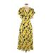 Maison Jules Casual Dress - Wrap: Yellow Floral Dresses - Women's Size 6