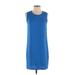 Adrienne Vittadini Casual Dress - Sheath: Blue Solid Dresses - Women's Size 0