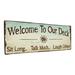 August Grove® Welcome To Our Deck Metal Sign On Metal Print in Blue/Brown | 5.75 H x 15.5 W x 0.04 D in | Wayfair F9D070C09C6D4831B5FFCD2BDB16D6D8