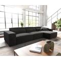 DELIFE Ecksofa Sirpio L 350x160 cm Mikrofaser Schwarz Recamiere variabel, Ecksofas