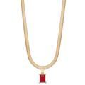 Simply Rhona Ruby Stone Herringbone Chain Necklace In 18K Gold Plated Stainless Steel - Gold