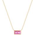 Simply Rhona Pink Gem Choker Necklace In 18K Gold Plated Stainless Steel - Gold