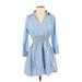 Zara Casual Dress - Shirtdress: Blue Dresses - Women's Size Small