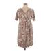 Old Navy Casual Dress - Wrap: Tan Floral Motif Dresses - Women's Size X-Large