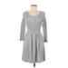 American Eagle Outfitters Casual Dress - Fit & Flare Crew Neck Long sleeves: Gray Marled Dresses - Women's Size Medium