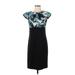 Ann Taylor Factory Casual Dress - Sheath: Black Floral Motif Dresses - Women's Size 4