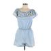 Love Tree Casual Dress: Blue Floral Motif Dresses - Women's Size Large