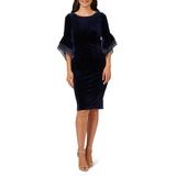 Velvet Bell Sleeve Sheath Dress