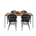 Ensemble table en bois d'acacia FSC 160 cm et 4 chaises de jardin noir
