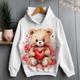 Girls' 3D Cartoon Bear Hoodie Pullover Pink Long Sleeve 3D Print Spring Fall Active Fashion Cute Polyester Kids 3-12 Years Hooded Outdoor Casual Daily Regular Fit