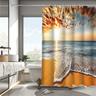 Beach And Seawater Landscape Print Shower Curtain With Hook Modern Polyester Machined Waterproof Bathroom