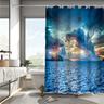 Beach And Seawater Landscape Print Shower Curtain With Hook Modern Polyester Machined Waterproof Bathroom