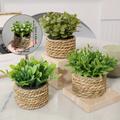 1pc Rattan Woven Simulation Small Potted Plant, Artificial Grass Plant, Green Desktop Ornaments, Party Wedding Graduation Season Decorations, Home Decorations