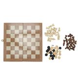 Wooden Chess Set Folding 3 in 1 Folding Educational Magnetic Checkers Board Sets Checkers Backgammon Set with Storage for Pieces - for Adults Beginners and Kids Aged 4+