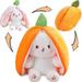 Reversible Carrot Bunny Stuffed Animal Carrot Rabbit Ears Zip Plush Stuffed Fruit Bunny Plush in A Carrot Fluffy Rabbit Plushies Funny Hide Seek Bunny Toy for Girls Gifts Girlfriend