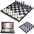 ZCQS 12.2 x12.2 Inches YPF5 3 in 1 Magnetic Chess for Travel Games Checkers Toys Gift Chess Boards Game Set Backgammon Set with Folding Chess Board Educational Toys for Kids and Adults
