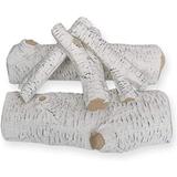 White Birch Ceramic Fire Logs For Indoor Electric Gas Fireplace Inserts Vented Propane Ethanol Outdoor Firebowl Firepit 5 Pcs Longest 16 Shortest 9