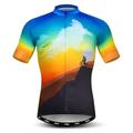 21Grams Herren Kurzarm Fahrradtrikot Sommer Elastan Lycra Polyester Blau gelb Schwarz / gelb Schwarz / Orange Neuheit Lustig Fahhrad Trikot / Radtrikot Oberteile Bergradfahren Straßenradfahren