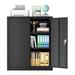 Metal Wall Cabinets 36 Lockable Storage Cabinet with 2 Doors and 2 Adjustable Shelvesï¼Œfor Home Office Garage Warehouse Black