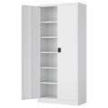 Metal Garage Storage Cabinet with Lock 72 Locking Tool Cabinet with 2 Doors and 5 Shelves Tall Steel Cabinet for Garage Heavy Duty File Cabinet for Office School (White)