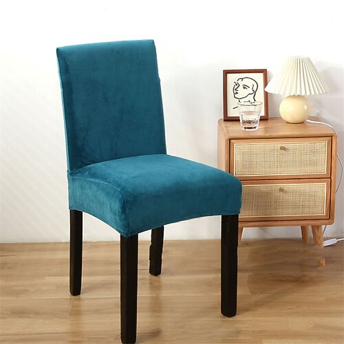 2 Stück Samt Esszimmerstuhl Überzüge Stretch Esszimmerstuhl Überzüge Set aus 2 Parson Stuhlhüllen Stuhlprotektoren Esszimmerüberzüge waschbar stark dick Weihnachtsgeschenk Image