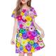 kinderkleidung Mädchen Kleid Graphic Blumen Kurzarm Outdoor Casual Modisch Kuschelig Täglich Polyester Übers Knie Casual kleid A Linie Kleid Sommerkleid Sommer Frühling 3-12 Jahre Mehrfarbig Schwarz