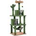 62in Cactus Cat Tree Multi Level Cat Tower Activity Center Large Cat Condo w/Scratching Posts & Hammock & Dangling Ball Cat Furniture for Indoor Cats