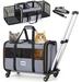 Cat Dog Carrier with Wheels for 2 Cats Expandable Double Cat Carrier with Wheels Large Rolling Pet Carrier for 1 Large Cat/Dog or 2 Medium Cats Wheeled Pet Carrier with Telescopic Handle