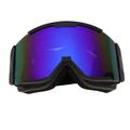 Outdoor Ski Goggles Double Layer Anti Fog Windproof Large View UV Protection Ski Goggles for Winter Black Frame Blue Lens