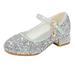 Girls Pumps Glitter Sequins Low Heels Party Rhinestone Princess Dance Shoes Grey 3 Years-3.5 Years