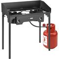 FANGL Double Burner Stove 150 000 BTU/hr Heavy Duty Outdoor Dual Propane with Windscreen and Detachable Legs Stand for Camping Cookout