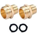 YOUHO Garden Hose Adapter YPF5 3/4 GHT Male x Male Connector Brass Garden Hose Fitting Industrial Metal Brass Garden Hose to Pipe Fittings Connect Garden Hose Extension Repair Fitting(2-Pack)