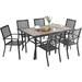 VILLA Patio Dining Set 7 Pcs 1 Metal Dining Table and 6 Patio Stackable Chairs for Outdoor Backyard Bistro Furniture Set