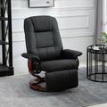 Faux Leather Reclining Lounge Chair Swivel Recliner Sofa Seat w/ Wooden Base