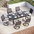 durable & William 9 Pieces Patio Dining Furniture for 6-8 People Outdoor PE Rattan Chairs and Expandable Rectangle Metal Table Set Modern Outside Dining Set with Cushions for Porch