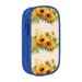 XMXY Large Capacity Pencil Case Sunflower Floral Abstract Botanical Pencil Box Pouch with Compartments Portable Pencil Bags with Zipper for Teen Girl Blue