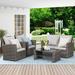 simple Lane 4 Piece Outdoor Patio Furniture Sets Wicker Conversation Set for Porch Deck Gray Rattan Sofa Chair with Cushion