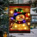 Lighted Winter Garden Flag YPF5 for Outside Led Snowman Garden Flag Winter Yard Flag Winter Garden Flags 28x40 Double Sided for Outdoor Yard Garden Lawn Decoration (Snowman-Multicolour-Large)