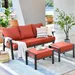 Vcatnet Direct 3 Pieces Outdoor Patio Furniture Sectional Sofa All-weather Couch Set with Cushions for Garden Poolside Orange red